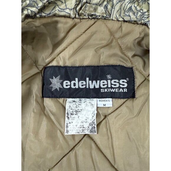 Vintage Edelweiss Skiwear Metallic Gold Paisley Ski Jacket M 80s 90s Retro Puffe - Picture 3 of 15